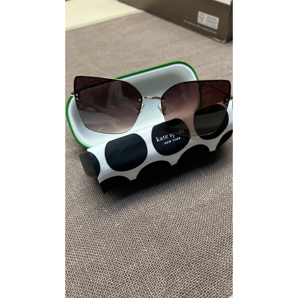 Kate Spade Sunglasses One Size Brown Gold Rimless Butterfly Hello Sunshine New